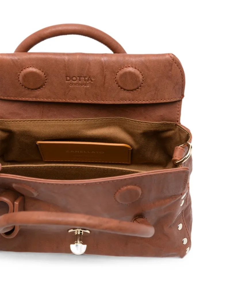 Zanellato Postina Baby Lambskin Leather Top Handle Bag — Brown Brown