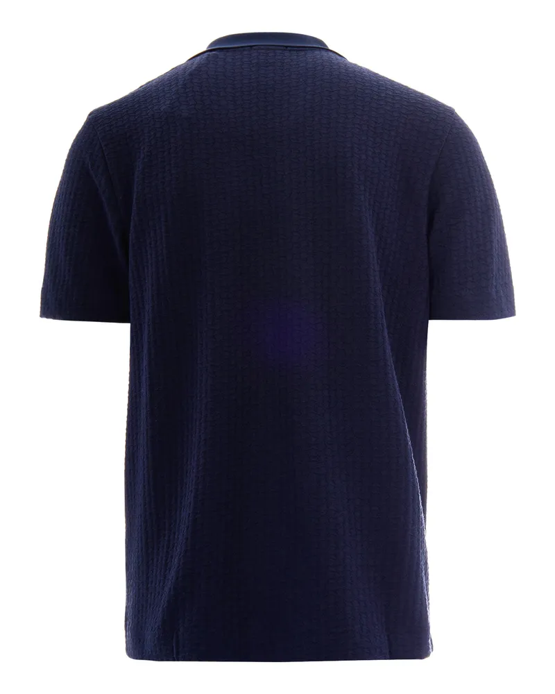 HUGO BOSS Men's Polo Shirt Jacquard Dark Blue Cotton T-shirts And Polos Navy