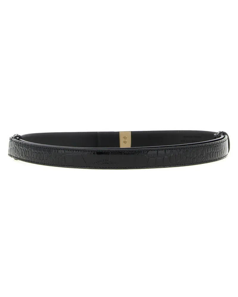 Tom Ford Crocodile-Print Leather Belt — Black Black