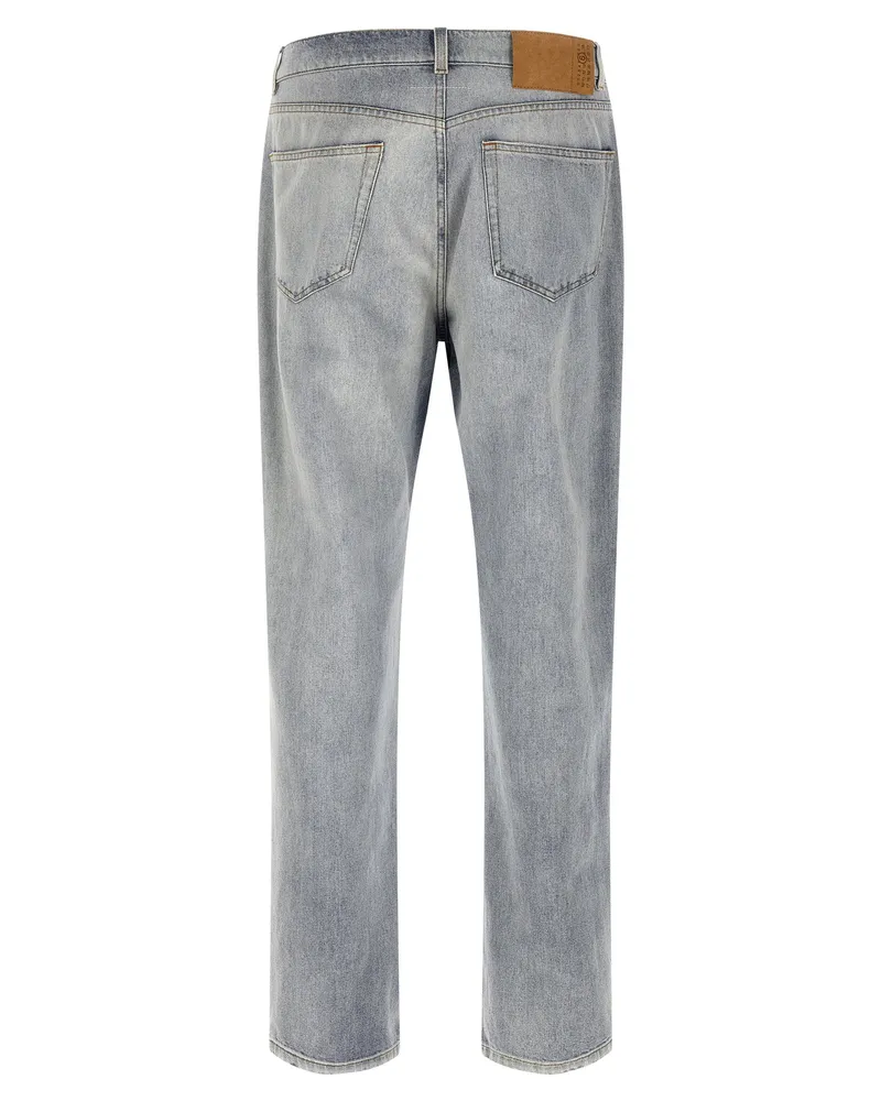 Maison Margiela Distressed Stone-Washed Denim Jeans — Gray Gray