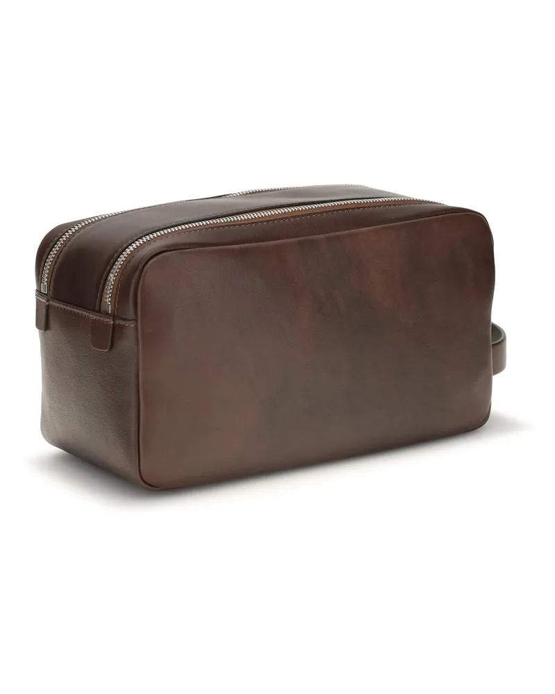 Brunello Cucinelli Men's Leather Beauty Case Burgundy Calf Bos Taurus Cases Burgundy