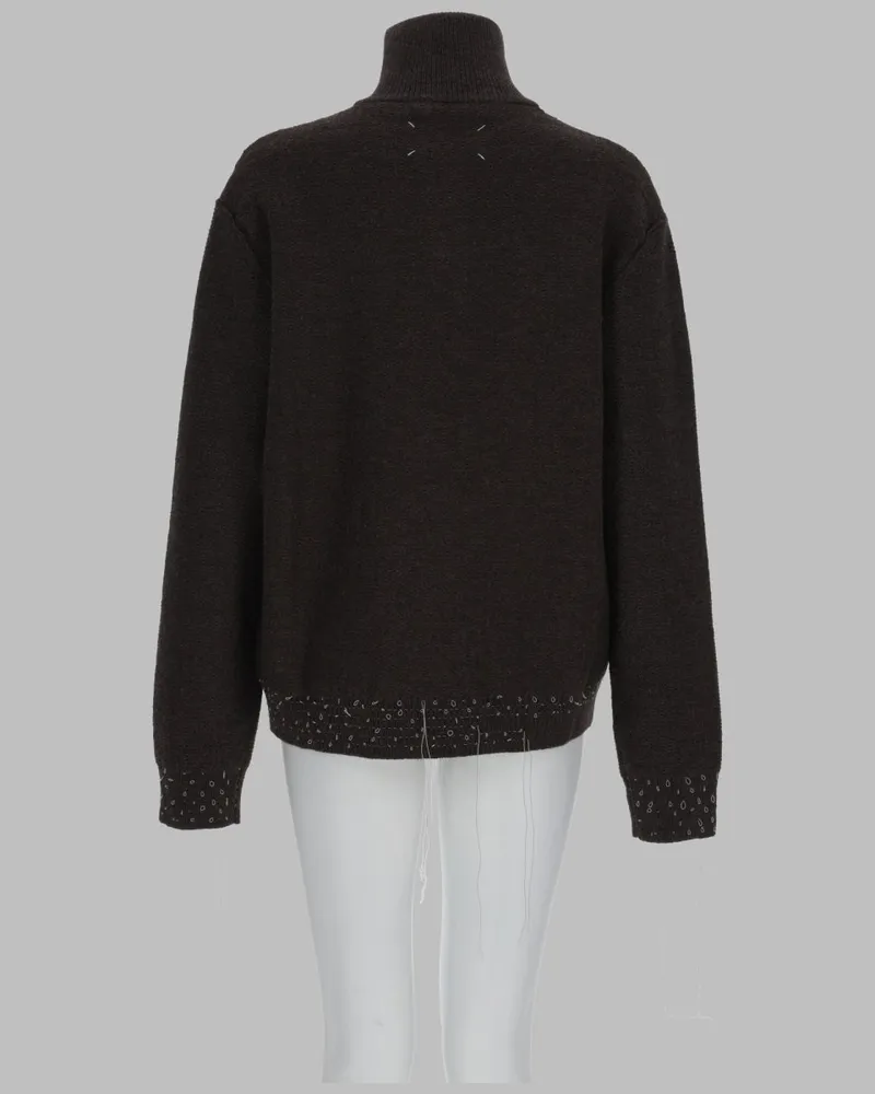 Maison Margiela Wool Quarter-Zip Sweater — Brown Brown