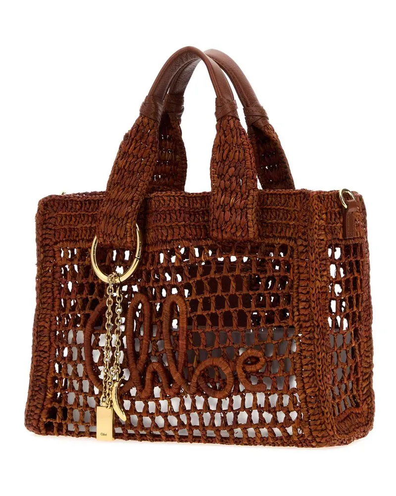 Chloé Women's Caramel Raffia Summer Banana Shopping Bag Claybrown Borse A Mano Brown