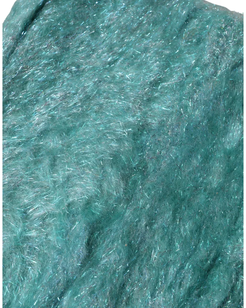 Dolce & Gabbana Women's Teal Mohair Wool Knitted Wrap Shawl 62cm X 32.5cm Scarf Teal