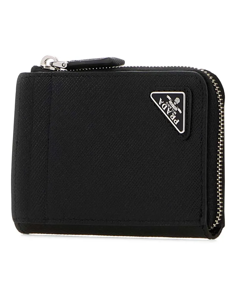 Prada Men's Black Leather Card Holder Nero Portafogli Wallet Black