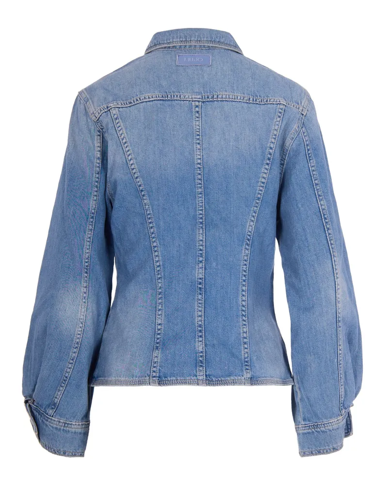 Liu Jo Women Bustier Jacket Denim Blue Reverse Wash Cotton Blue
