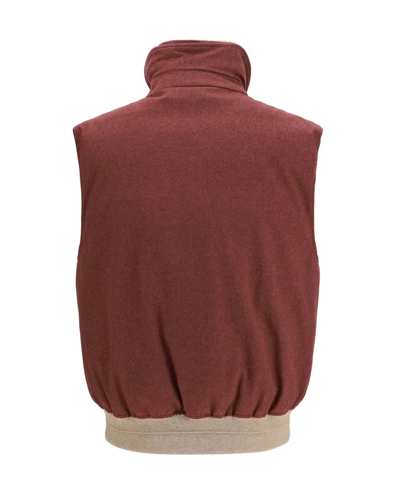 Brunello Cucinelli Men's Bordeaux Wool Oves Aries Sleeveless Jacket Clothing Red