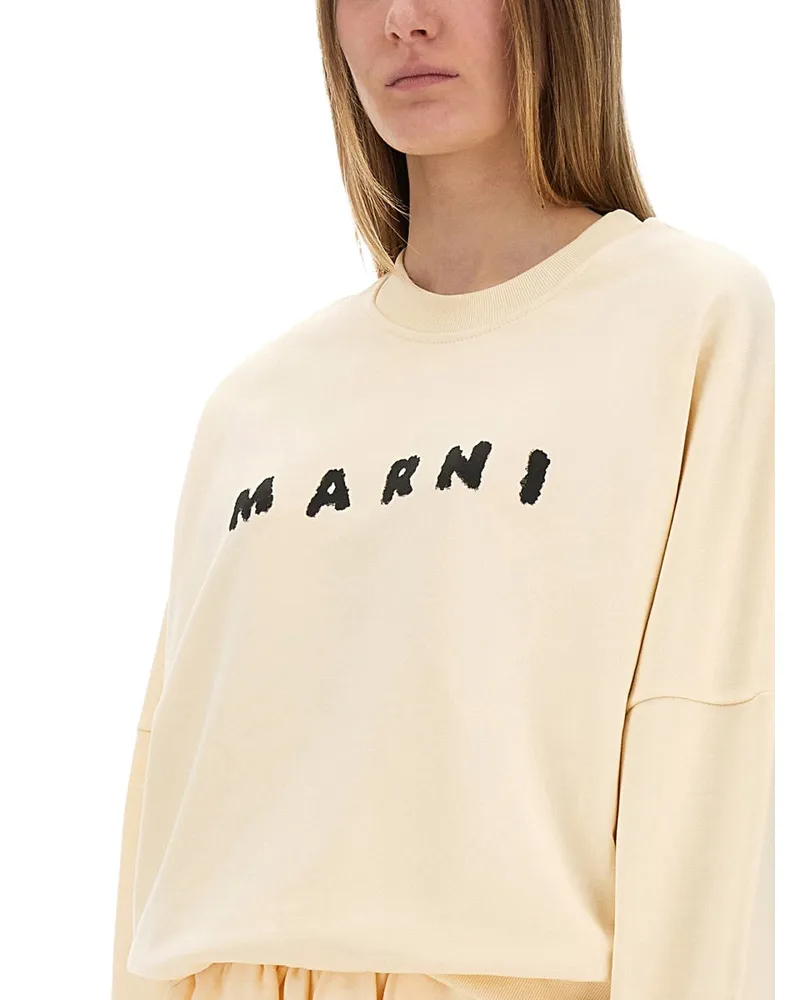 Marni Cotton Print Knit Sweatshirt — Ivory Ivory