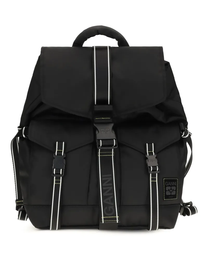 Ganni Women's Backpack Re-Tech Black Recycled Polyamide Backpacks Black