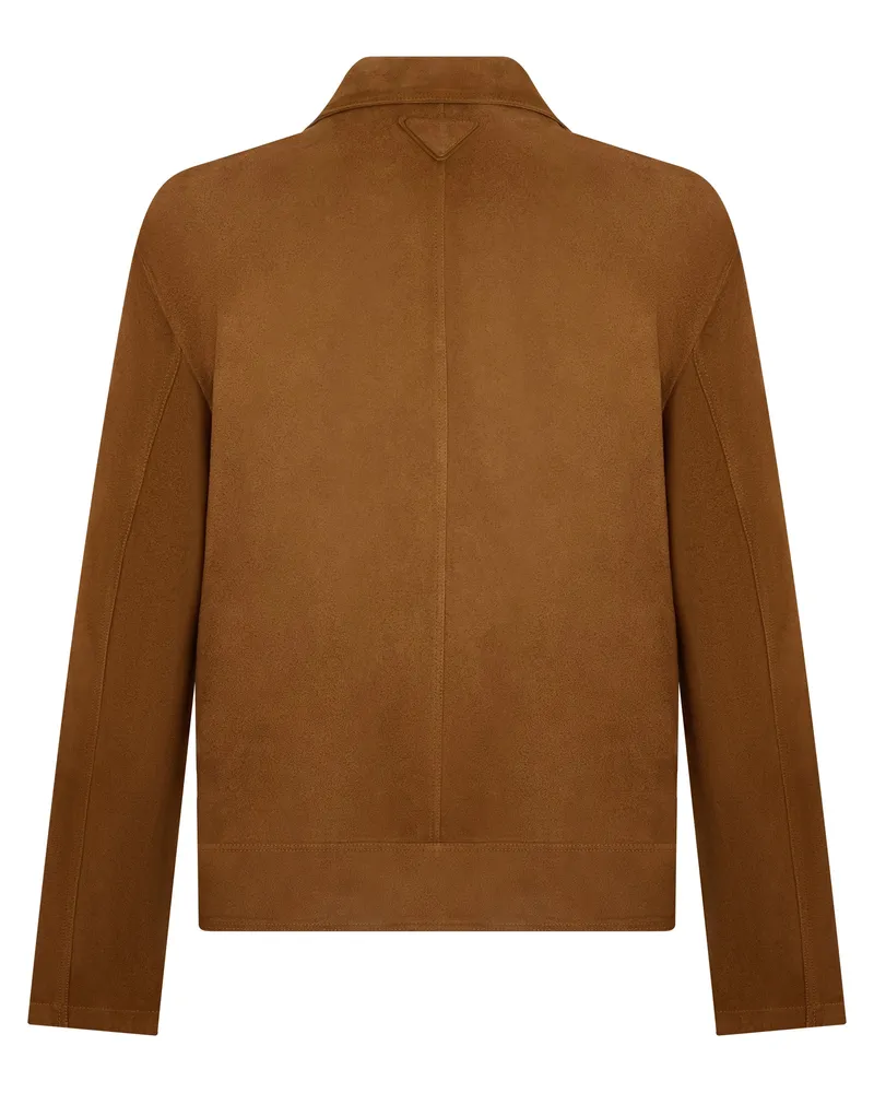 Prada Suede Calfskin Jacket — Brown Brown