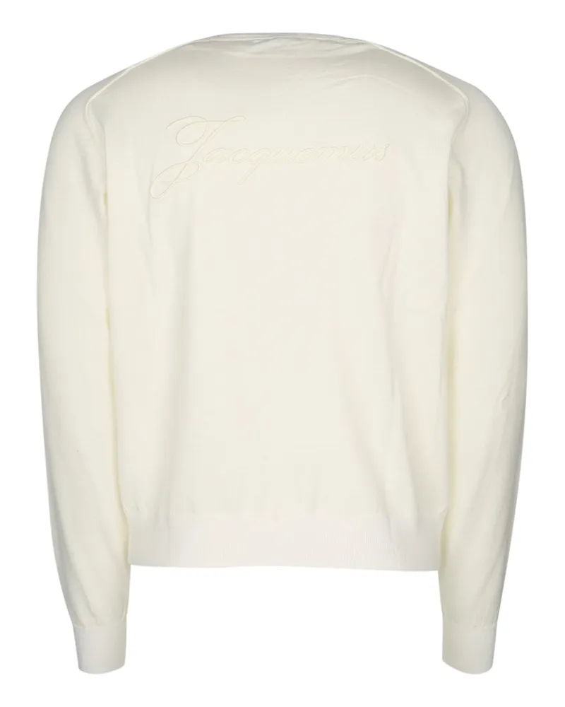 Jacquemus Men's Le Sweater Brode Offwhite Merino Wool Maglie White