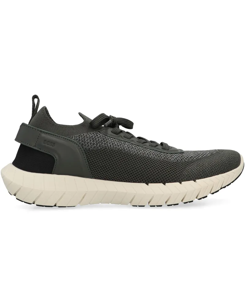HUGO BOSS Men's Low-Top Sneakers Green Polyester Trainers Green