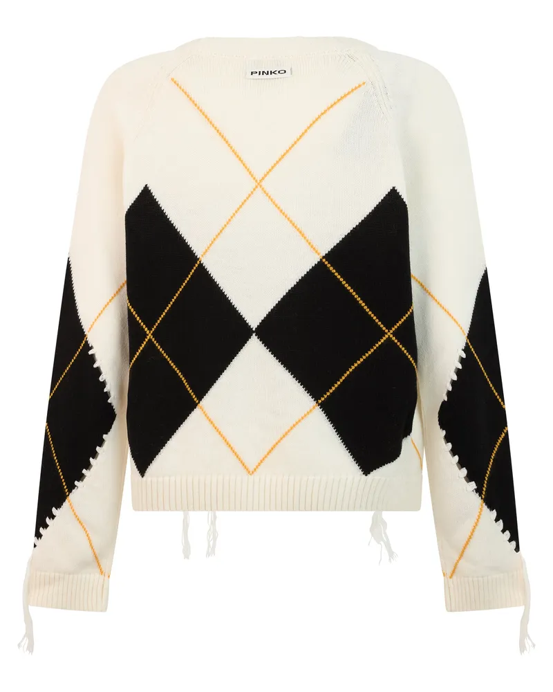 Pinko Diamond-Pattern Wool-Cashmere Sweater — Multicolor Multicolor