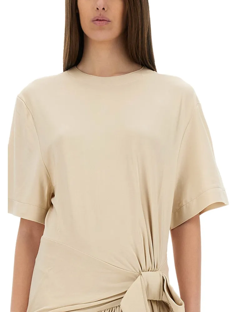 Paco Rabanne Bow Detail Viscose Mini Dress — Beige Beige