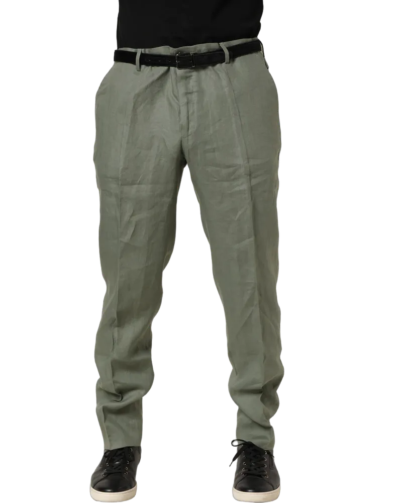 Dolce & Gabbana Linen Tapered Trousers — Gray Gray