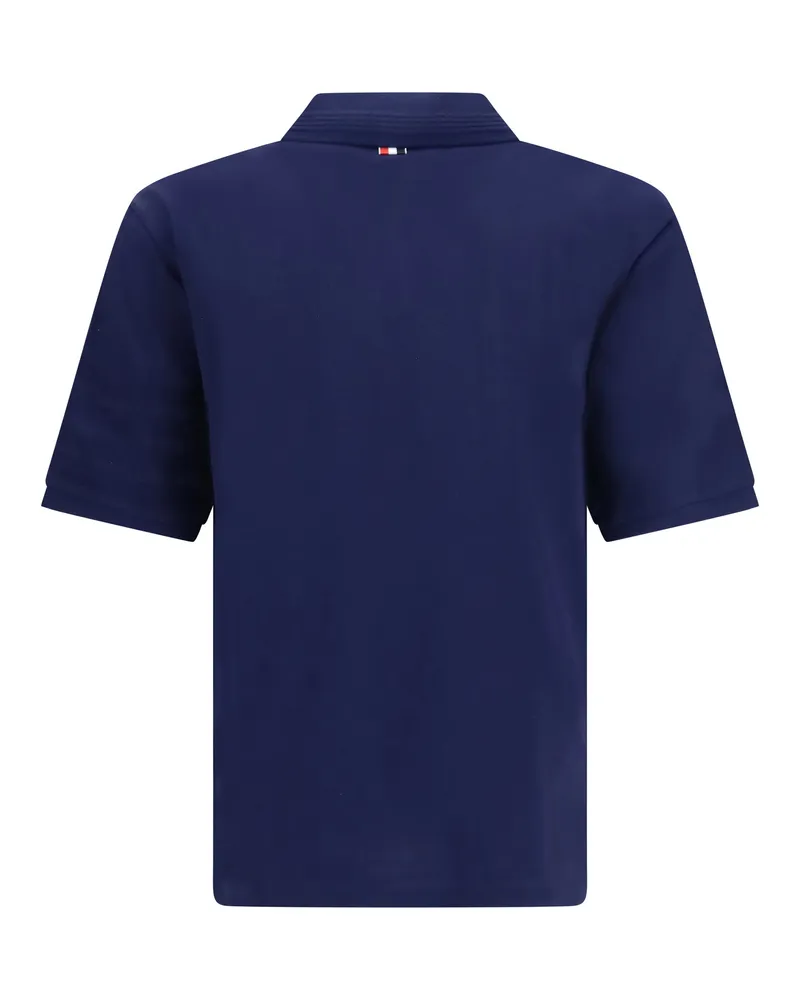Thom Browne 4-Bar Cotton Jersey Polo — Navy Navy