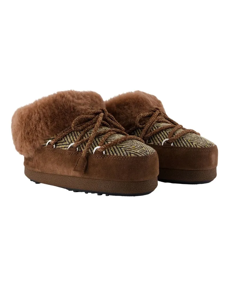 Moon Boot Women's Mb X Gir Evx Sandals -  Leather Brown Lambskin Shoes Mules Brown