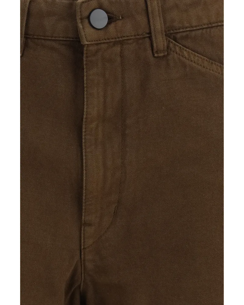 Christophe Lemaire Women's Five-Pocket Twill Pants Cacao Cotton Trousers Brown