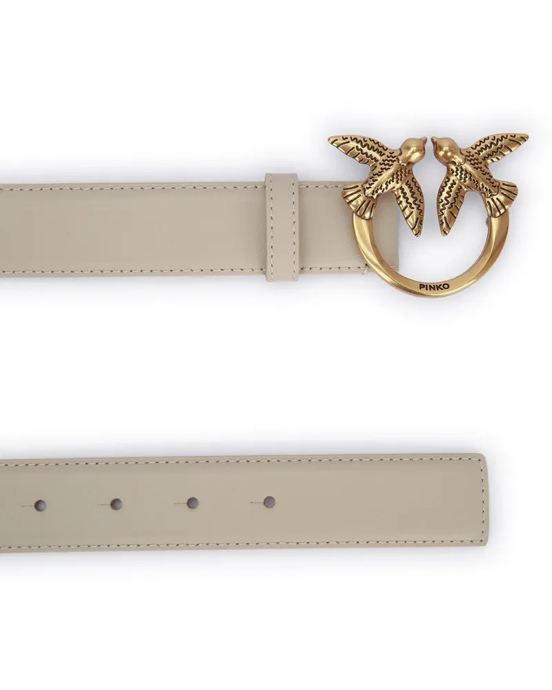 Pinko Women Love Berry H3 Belt.low C50q Leather Cinture Beige