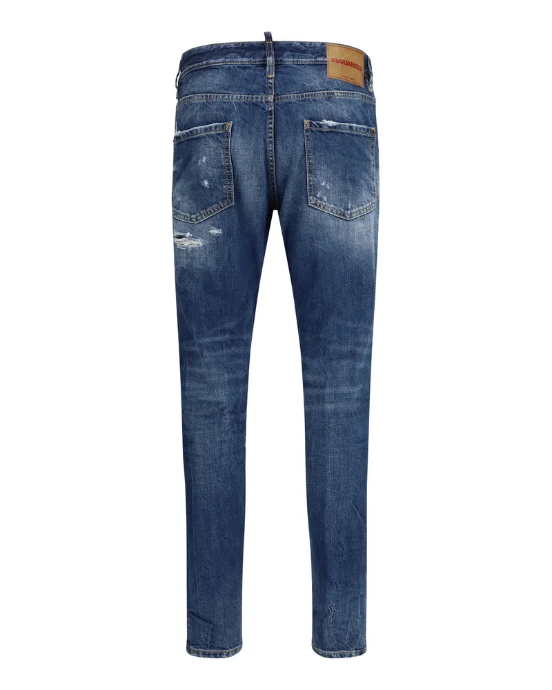 Dsquared2 Men's Teddy Jeans Navy Blue Cotton Navy
