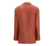 Single-Breasted Linen Blazer — Orange