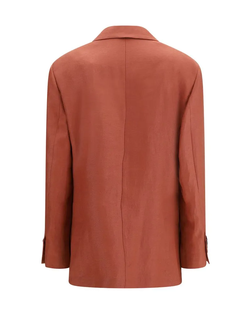 Brunello Cucinelli Women Multicolor Linen Blazer Clothing Orange