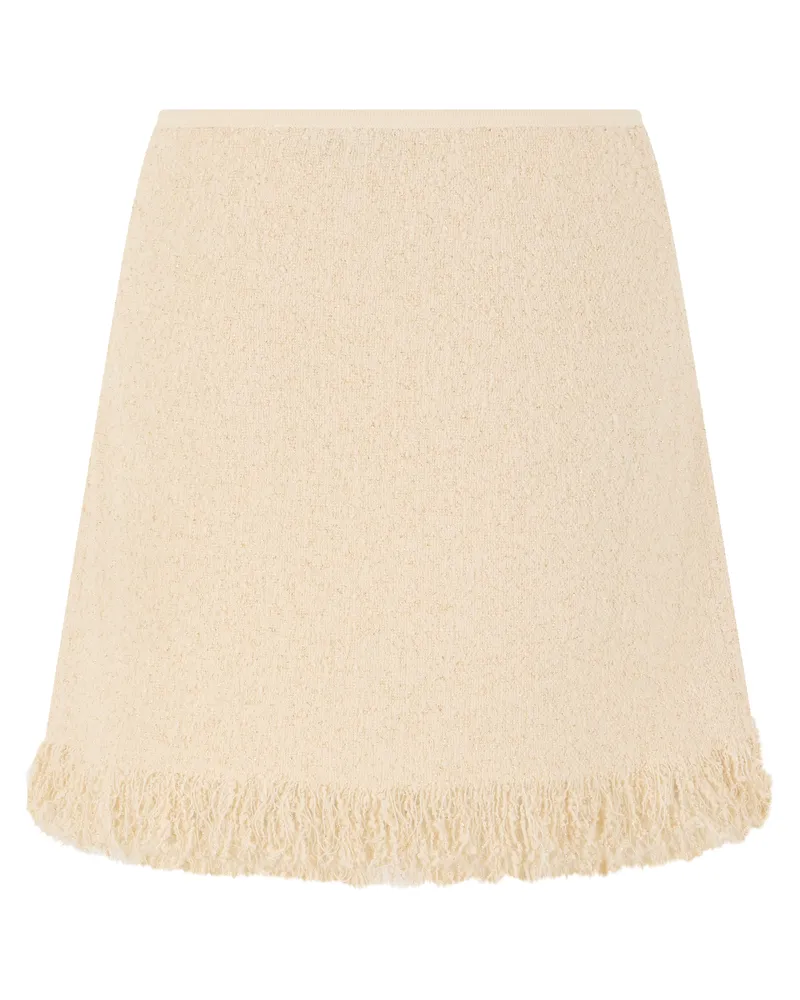 Elisabetta Franchi Button-Front Cotton Skirt — Cream Cream