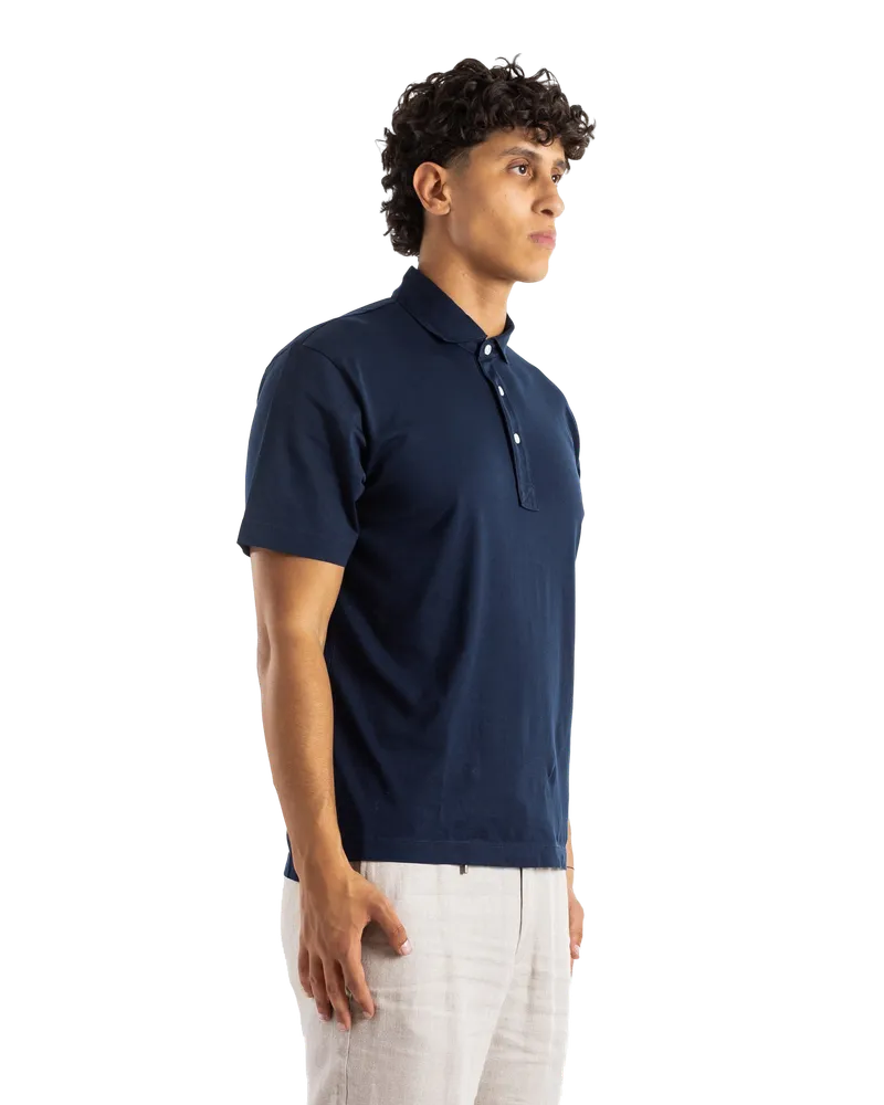 Handvaerk Pima Cotton Polo Shirt — Navy Navy