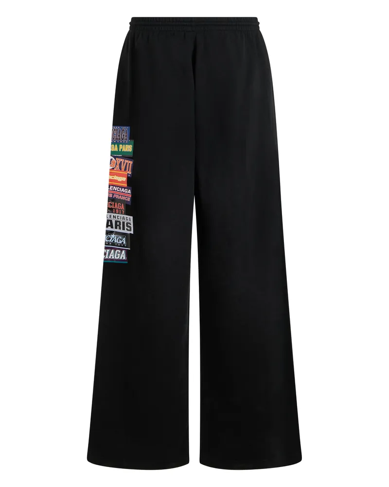 Balenciaga Men's Trousers Drawstring Cotton Black Track Pants Black