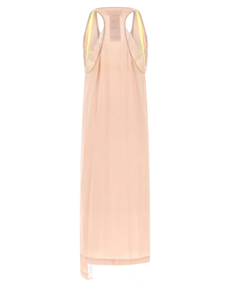 Maison Margiela Lace-Trimmed Asymmetrical Dress — Pink 