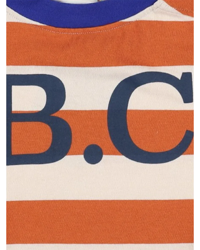 BOBO CHOSES Striped Logo Cotton T-Shirt — Orange Orange