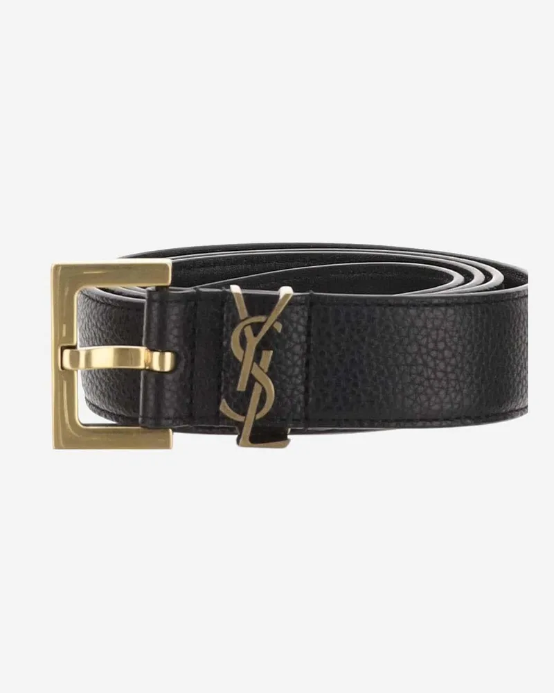 Saint Laurent Women's Leather Belt Black Calfskin Black