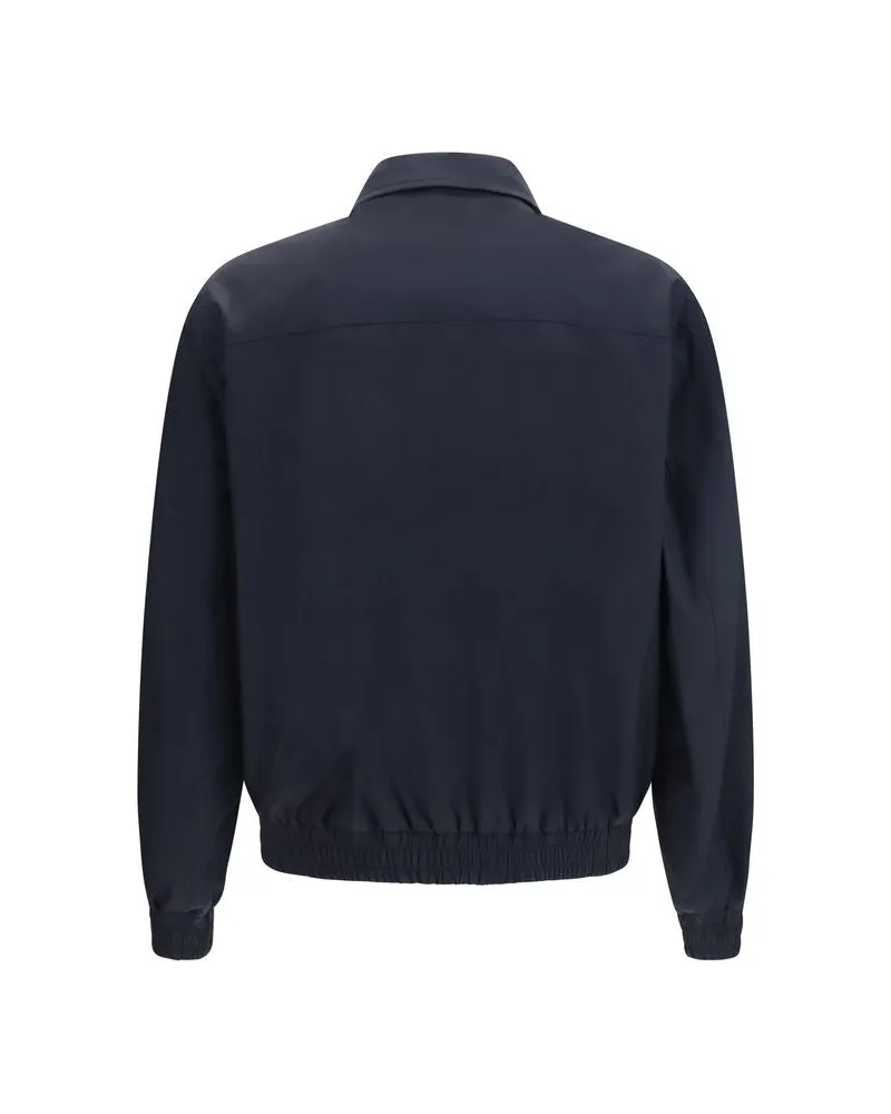 Brunello Cucinelli Men's Blue Silk Biker Jacket Clothing Blue