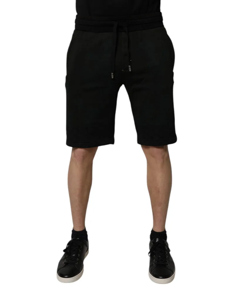 Dolce & Gabbana Black Cotton Sweatshorts Men Bermuda Shorts Black