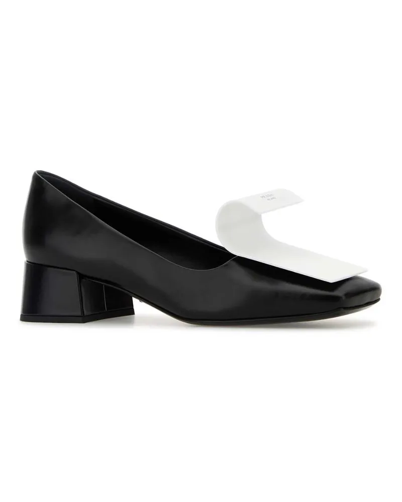 Prada Women's Two-Tone Leather Pumps Nero+bianco Scarpe Con Tacco High Heel Shoes Black