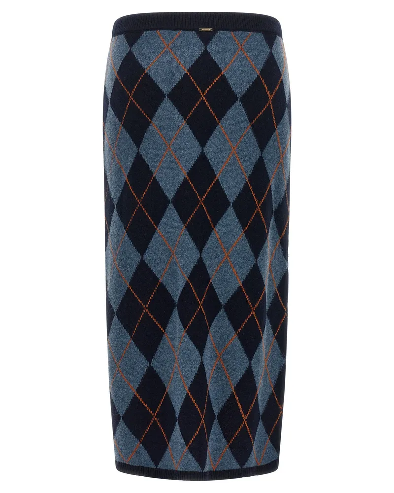 Twin-Set Argyle-Patterned Knit Skirt — Navy Navy