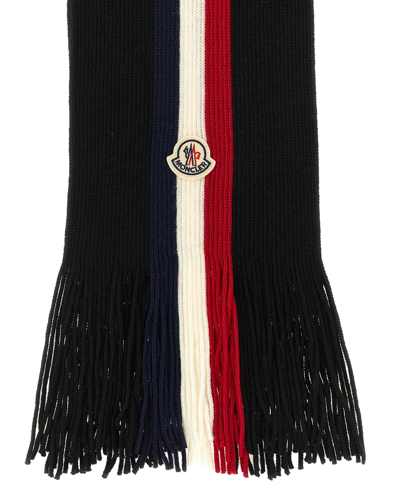 Moncler Tricolor Virgin Wool Scarf — Black Black