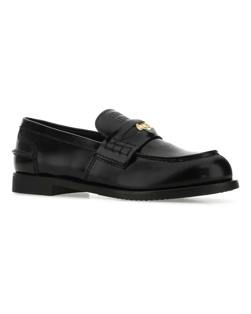 Miu Miu Women's Black Leather Loafers F0002 Calfleather Mocassini Black