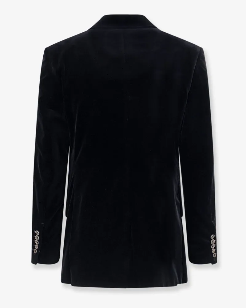 Tom Ford Men's Blazer Double-Breasted Velvet Black Cotton Blazers Jacket Black