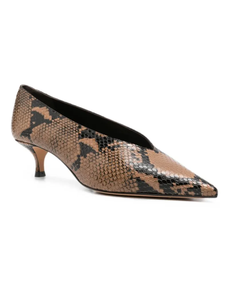 Le Monde Béryl Women's Kitten Heel Pumps Babouche Beige Leather Calf High Shoes Beige