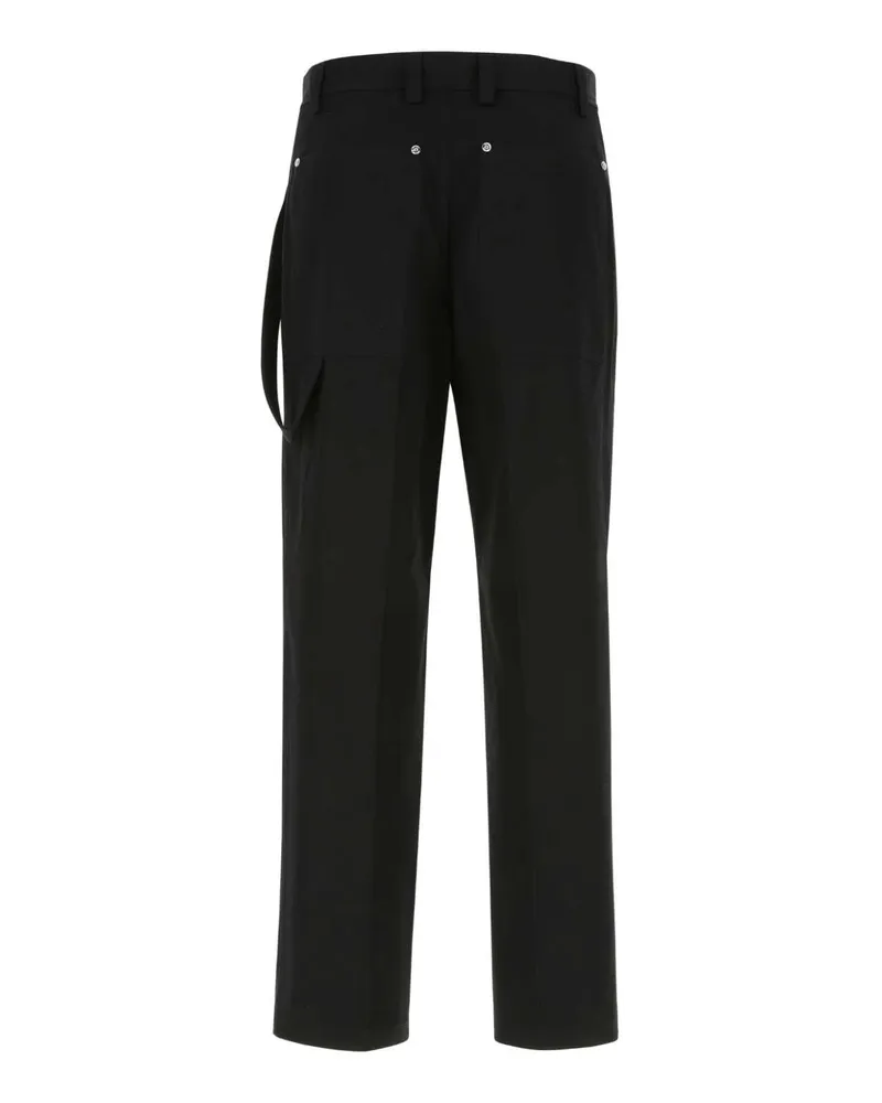 Burberry Men's Black Cotton Wide-Leg Pant A1189 Exterior: Pantaloni Trousers Black