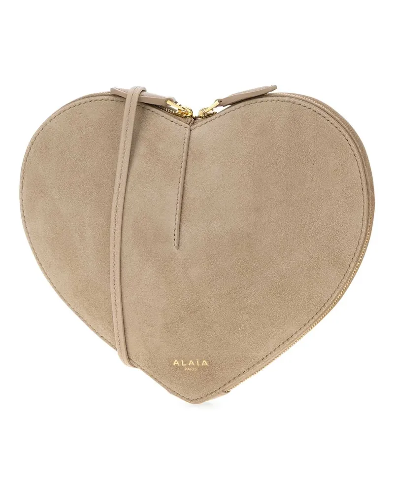 Alaïa Le Coeur Suede Clutch — Beige Beige