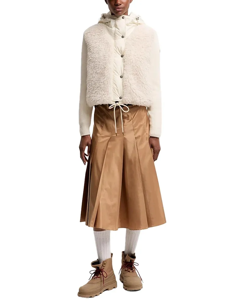 Moncler Wool-Cashmere Teddy-Paneled Jacket 