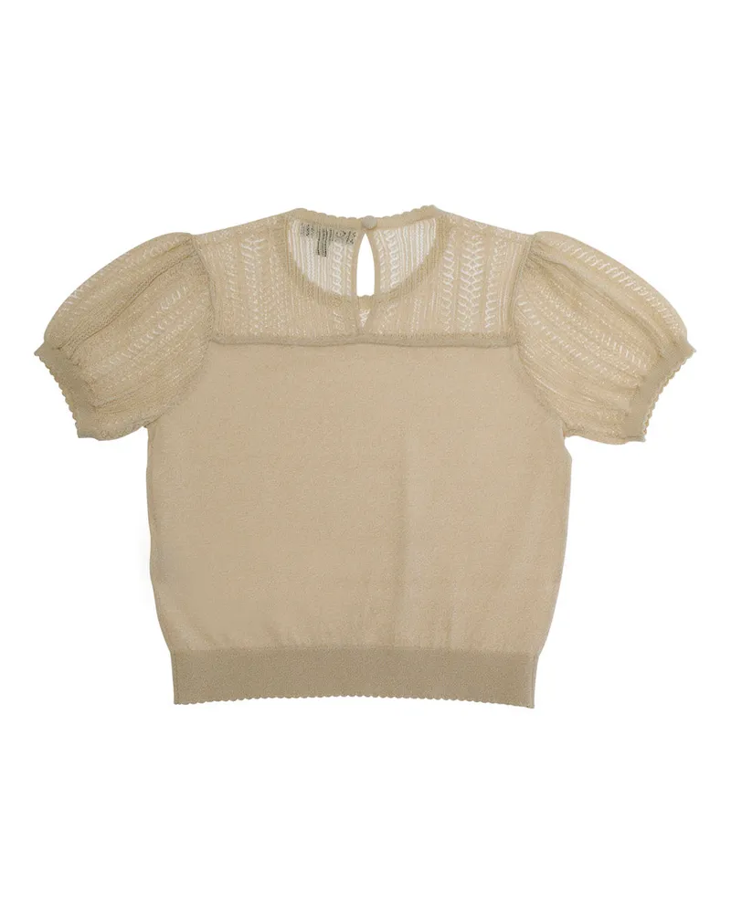 Emporio Armani Puff-Sleeve Viscose Blend T-Shirt — Beige Beige