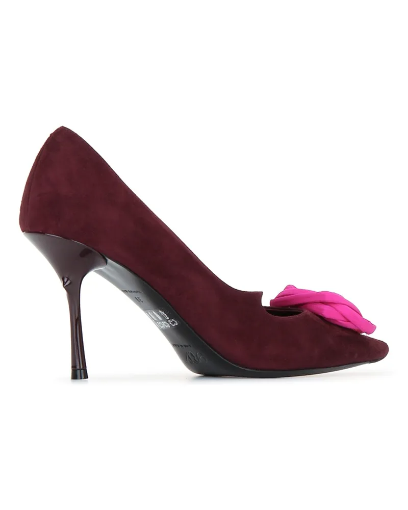 Roger Vivier Suede Pointed-Toe Pump — Burgundy Burgundy