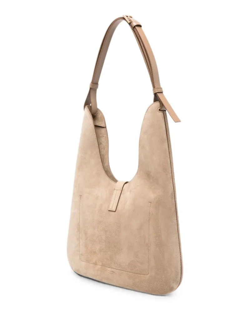 Tom Ford Suede T-Clasp Shoulder Bag Beige