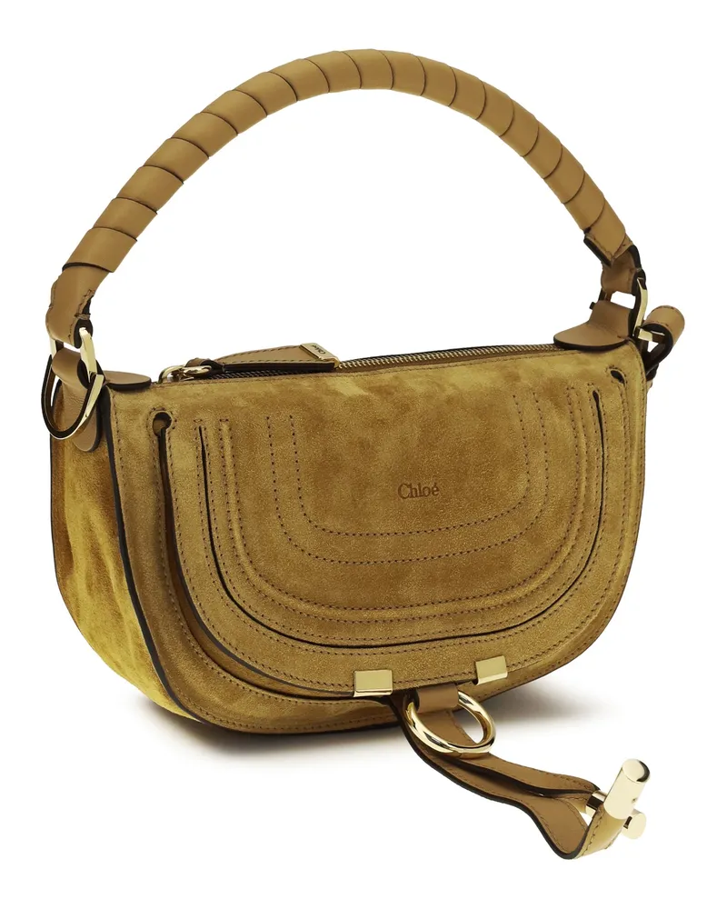 Chloé Women's Marcie Suede Mini Shoulder Bag Whispering Orange Calf Leather Bos Taurus Orange