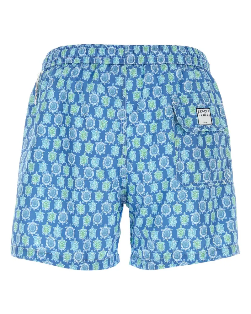 Fedeli Men's Printed Polyester Swimming Shorts Blu Costumi Da Bagno Blue