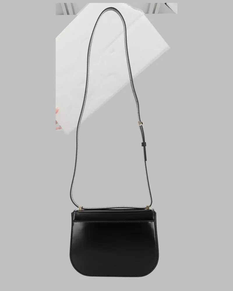 Ferragamo Calfskin Leather Shoulder Bag — Black Black
