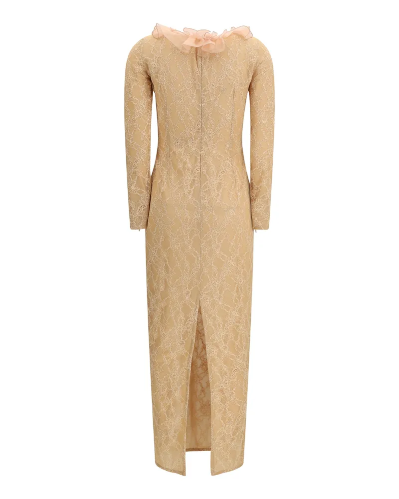 Alessandra Rich Women's Stretch Lace Evening Dress Nude Polyamide; Lyocell Beige